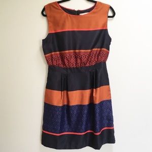 Loft Dress Brick Navy Stripes Sleeveless Zipper